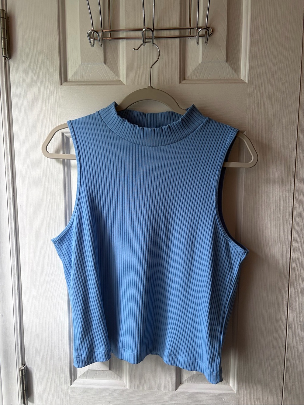 Old Navy Blue Ribbed Mock Neck Crop Top